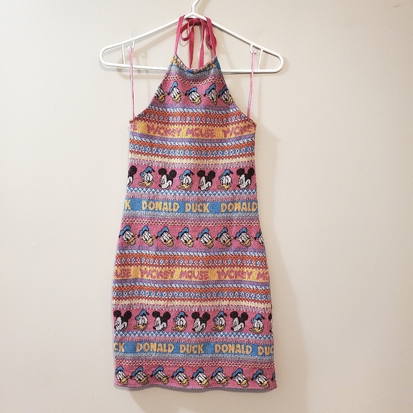 Zara x Disney - Mickey Mouse & Donald Duck Jacquard Halter Dress - Size S (NWT) - Picture 5 of 9